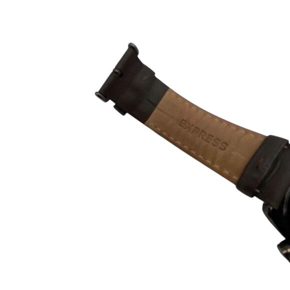 Express Men’s Chronograph Watch Black & Rose Gold | Genuine Leather Strap - Picture 7 of 8